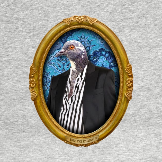 Blue Pigeon Lady in Vintage Frame by FaceTheStrange